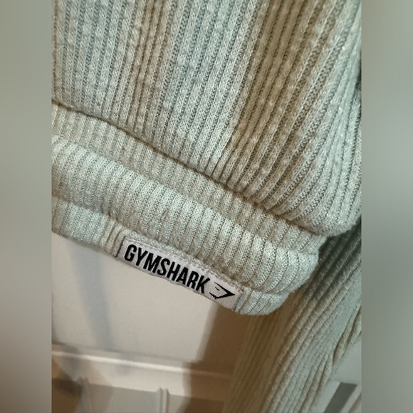 Gymshark Mint Green Cropped Ribbed Long Sleeve Drawstring Top - Picture 4 of 7